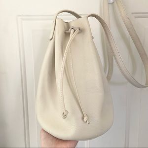 Bone White Leather Baggu Bucket Bag - Modern Minimalist fashion